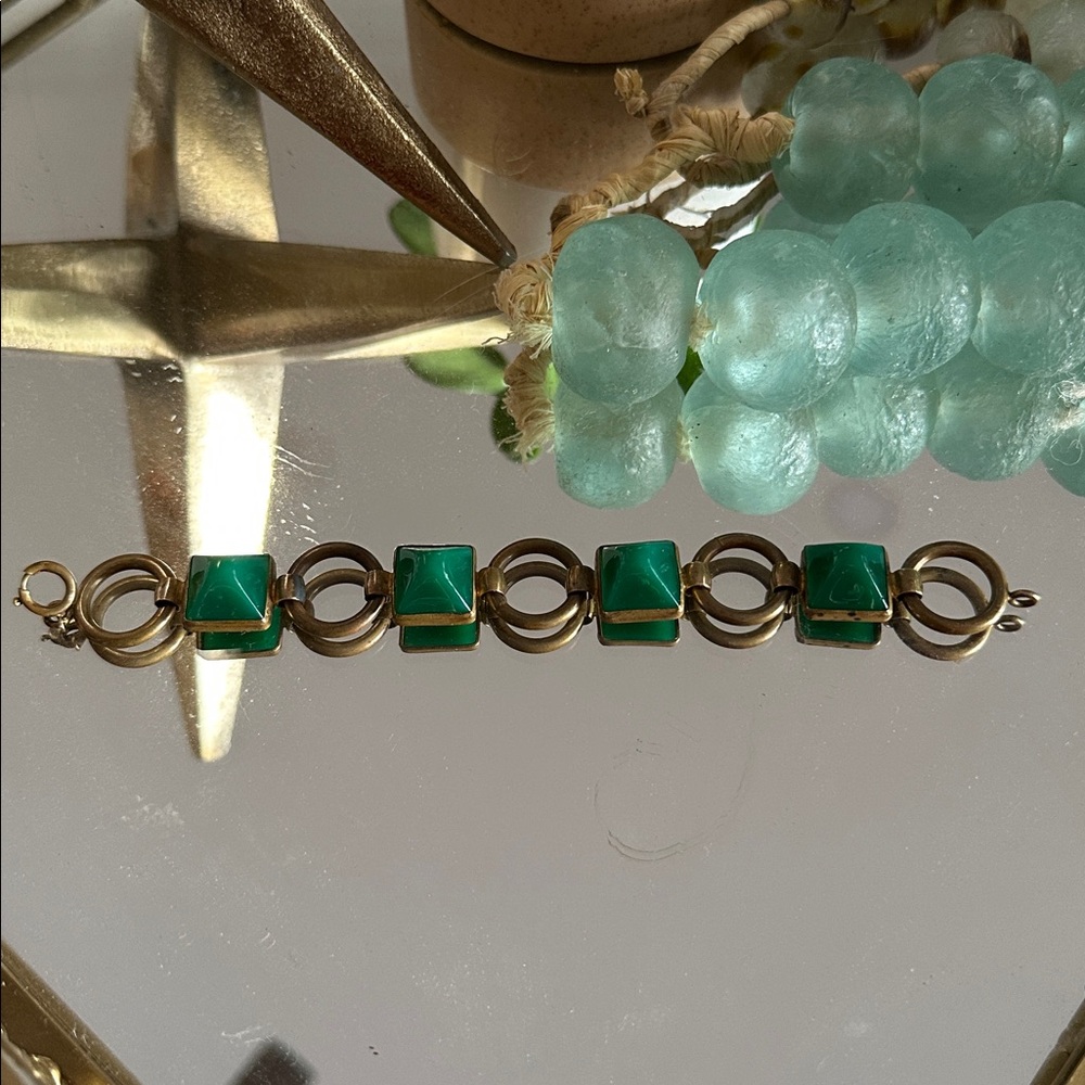 RARE Peking “Jade” German Brass Bracelet Vintage or Antique - Picture 4 of 12